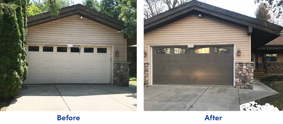 home garage door before and after